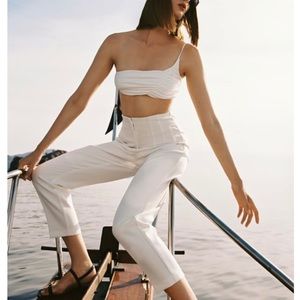 ZARA HIGH-WAISTED WHITE PANTS
